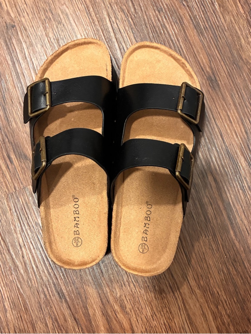 Black Double Buckle Platform Sandal - Picture 2 of 6